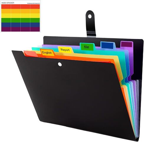 توسيع مجلد الملف مع علامات التبويب، FOME 7 جيوب حرف A4 حجم الورق الأكورديون مجلد حفظ الملفات المنظم مع علامات التبويب ملصق البلاستيك حامل وثيقة هامة للمدرسة مكتب المنزل in Kuwait