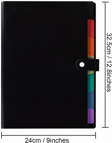 توسيع مجلد الملف مع علامات التبويب، FOME 7 جيوب حرف A4 حجم الورق الأكورديون مجلد حفظ الملفات المنظم مع علامات التبويب ملصق البلاستيك حامل وثيقة هامة للمدرسة مكتب المنزل in Kuwait