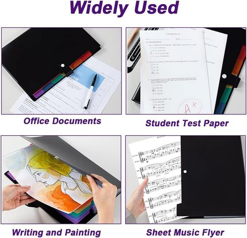 توسيع مجلد الملف مع علامات التبويب، FOME 7 جيوب حرف A4 حجم الورق الأكورديون مجلد حفظ الملفات المنظم مع علامات التبويب ملصق البلاستيك حامل وثيقة هامة للمدرسة مكتب المنزل in Kuwait