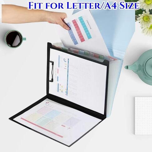 13 Pocket Expanding File Folder,Portfolio Accordion File Organizer,A4 Letter Size,1 Pack Paper Document Receipt Folder for Student, Home, Office and Travel in Saudi Arabia