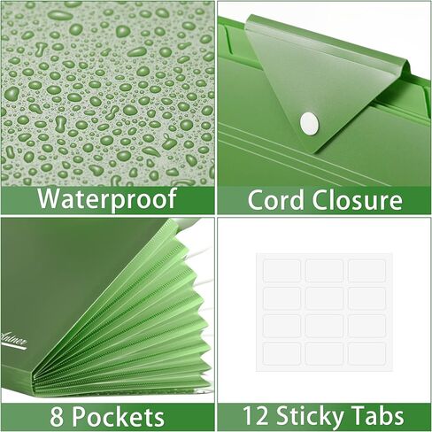 Antner 8 جيوب توسيع مجلدات الملفات منظم ملفات الأكورديون للمستندات الورقية بحجم حرف A4، مجلدات ملفات قابلة للتوسيع ملونة لطيفة مع ملصقات، مجلد ملفات الأكورديون المحمول لمكتب المدرسة in Kuwait