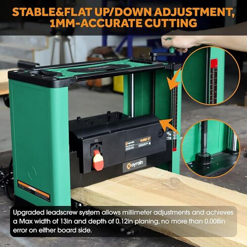 （Updated Model）Kayrain 13IN Power Benchtop Planer with HSS Double-sided Use Blades Electric Thickness Planer 15A 2000W Powerful Motor Wood Planers for Woodworking in Kuwait