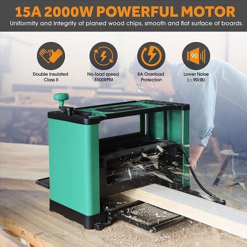 （Updated Model）Kayrain 13IN Power Benchtop Planer with HSS Double-sided Use Blades Electric Thickness Planer 15A 2000W Powerful Motor Wood Planers for Woodworking in Kuwait