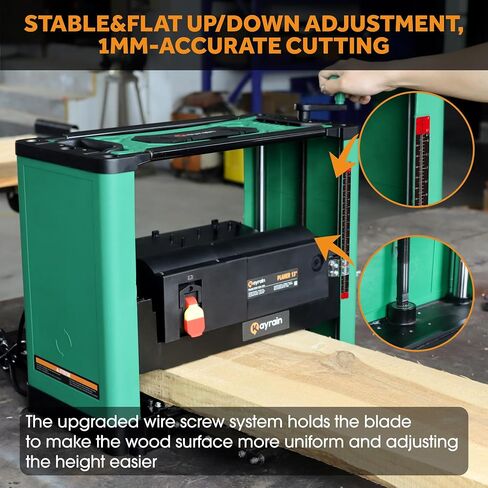 （Updated Model）Kayrain 13IN Power Benchtop Planer with HSS Double-sided Use Blades Electric Thickness Planer 15A 2000W Powerful Motor Wood Planers for Woodworking in Saudi Arabia