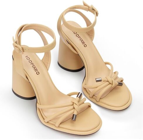 100FIXEO صنادل نسائية مفتوحة من الأمام بكعب مكتنز وكعب عالٍ وحزام كاحل للسيدات وكعب قصير وكعب قصير وأحذية خفيفة كاجوال للحفلات الراقصة in Kuwait