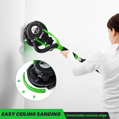 ماكينة صنفرة الحوائط الجافة من هارديل، ماكينة صنفرة الحوائط الجافة بقدرة 6.5 أمبير مع مجمع غبار فراغ، ماكينة سنفرة الحوائط الجافة الكهربائية مع 6 سرعات متغيرة 800-1850 دورة في الدقيقة، مصابيح LED ذات الطابقين، مقبض قابل للتمديد والطي in Kuwait