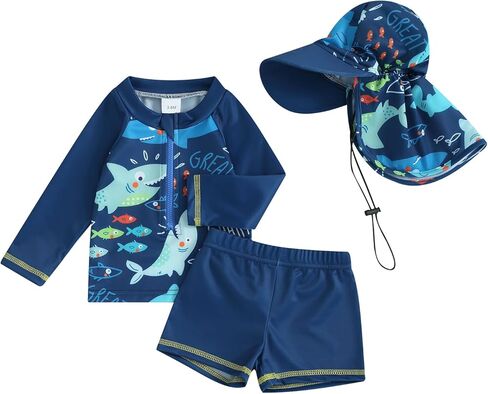 Baby Toddler Boys Swimsuit Infant Girl Swimsuits 6 12 18 24M 2T 3T 4T 5T Bathing Suit Swimwear 3Pcs Set Rash Guard Hat in Kuwait