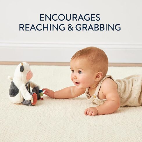 Itzy Ritzy Sensory Tummy Time Mirror - Features Crinkle & Jingle Sounds, Multiple Textures and Mirror for Self-Discovery, Cow in Saudi Arabia