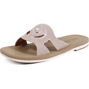 ONCAI Womens Sandals,Flat Dressy Square Toe Summer Beach Slides for Ladies Comfortable with Non-slip Rubber Soles Size US 6-11 in Kuwait