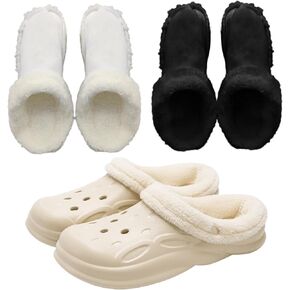 Winter Warm Fur Insoles, 2 Pairs Unisex Home Slippers Inserts, Removable Washable for Shoes, Boots, Slippers. (Black + White, 6.5-7) in Saudi Arabia