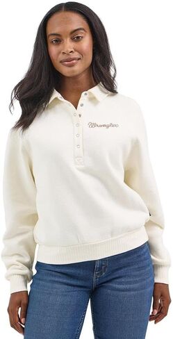 Wrangler Women's Americana Cream Retro Half Snap Top in Saudi Arabia