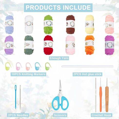 ORIGACH Valentine's Day Crochet Kit for Beginner Adults, 2 Set Starter Crochet Valentine's Day Love Gnome Kit with Step by Step Video Tutorial, Instruction, Yarn, Hook, Accessories in Kuwait