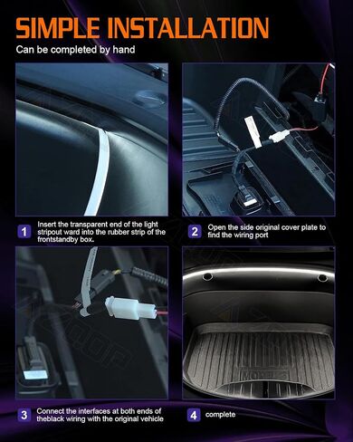 شريط LED LED Frunk متوافق مع 2018 2019 2020 Tesla Model 3 إكسسوارات الجذع الأمامية الإضاءة الداخلية المحيطة ، ضوء الشريط الأبيض in Kuwait
