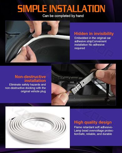 شريط LED LED Frunk متوافق مع 2018 2019 2020 Tesla Model 3 إكسسوارات الجذع الأمامية الإضاءة الداخلية المحيطة ، ضوء الشريط الأبيض in Kuwait