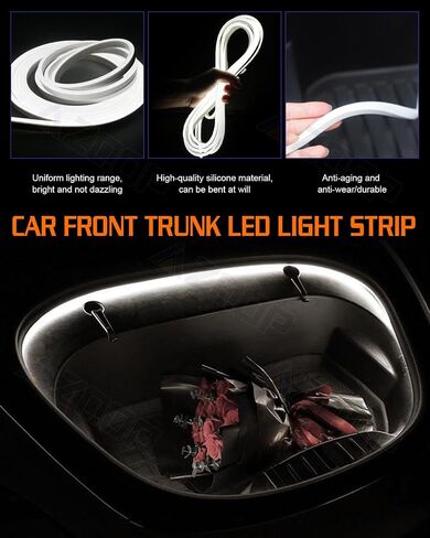 شريط LED LED Frunk متوافق مع 2018 2019 2020 Tesla Model 3 إكسسوارات الجذع الأمامية الإضاءة الداخلية المحيطة ، ضوء الشريط الأبيض in Kuwait