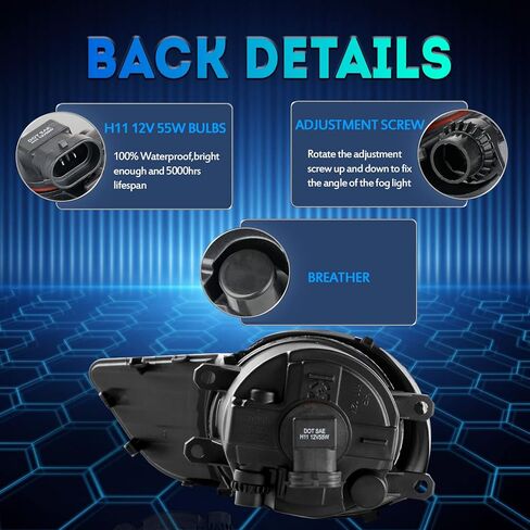 مصابيح أضواء الضباب بديل لعام 2011 2012 2013 2014 2015 2015 2017 Toyota Sienna (Not Fit SE Models) Light Light متوافق مع مفتاح H11 12V 55W ومسح الأسلاك Kit-Chrome in Kuwait