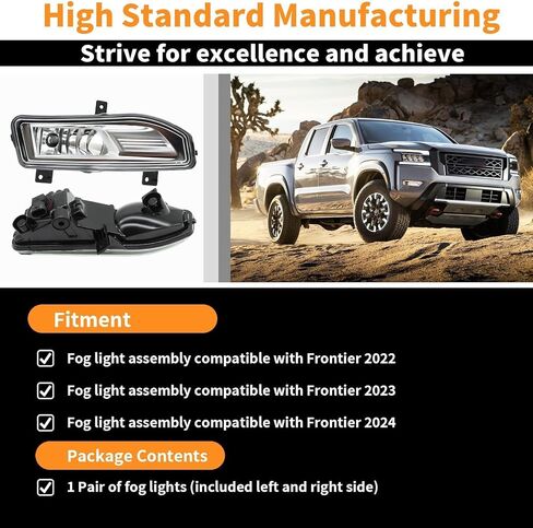 مجموعة مصباح الضباب الأمامي المتوافق مع Frontier 2022 2023 2024 LAMP W/H8 12V 35W HALOGEN BULB Side & Driver Side in Saudi Arabia