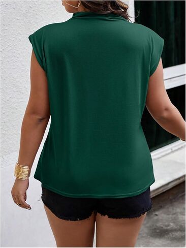 Oyoangle Women's Plus Size Size Cap Cap Sleeve Thirts Tee Stirt Tops Tops Summer in Saudi Arabia