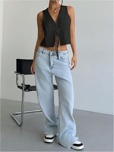 Milumia Tie Tie Band Front Tank Top Top Deep V Vear Device Sest in Saudi Arabia