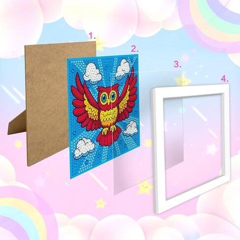 Reofrey Diamond Art Kits for Kids with Frame, DIY Monkey Animal Diamond Painting Kits, Fun Arts and Crafts for Girls & Boys Ages 4,5,6,7,8,9,10,11,12, Creative Educational Toy for Beginners (7x7 Inch) in Saudi Arabia