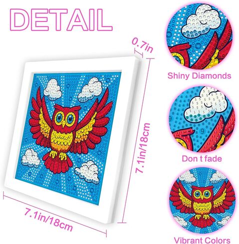 Reofrey Diamond Art Kits for Kids with Frame, DIY Monkey Animal Diamond Painting Kits, Fun Arts and Crafts for Girls & Boys Ages 4,5,6,7,8,9,10,11,12, Creative Educational Toy for Beginners (7x7 Inch) in Saudi Arabia