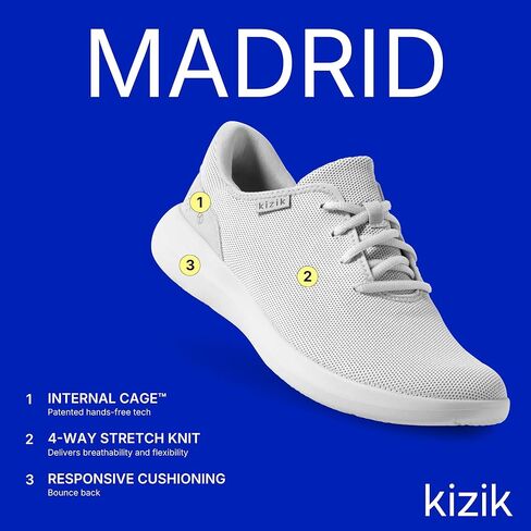 Madrid مريحة قابلة للبيئة المتماسكة على أحذية رياضية ، أحذية مجانية يدي مريحة | أحذية المشي للرجال والنساء وكبار السن | أنيقة ل athleisure والسفر - عرض واسع in Kuwait