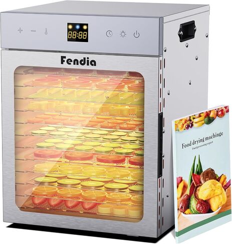 Dehydrators for Jerky, 8 Stainless Steel Trays, 600W Fruit Dehydrator, 24H Timer and 190°F Temperature Control, Overheat Protection, Food Dryer for Jerky, Herbs, Fruit, Dog Treats in Saudi Arabia