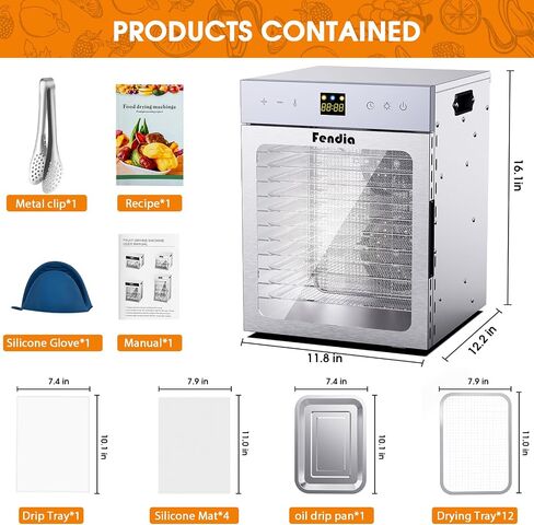 Dehydrators for Jerky, 8 Stainless Steel Trays, 600W Fruit Dehydrator, 24H Timer and 190°F Temperature Control, Overheat Protection, Food Dryer for Jerky, Herbs, Fruit, Dog Treats in Saudi Arabia