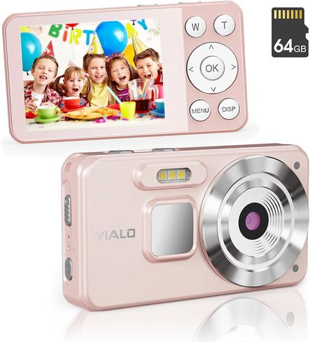 4K Digital Camera for Teens, FHD 64MP Digital Camera for Kids with 64GB SD Card, 18X Digital Zoom Cameras for Photography, Point and Shoot Video Camera for Kids, White in Saudi Arabia