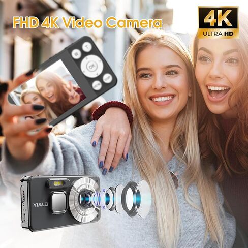 كاميرا رقمية 4K للمراهقين ، كاميرا رقمية 64 ميجا بايت FHD للأطفال مع بطاقة SD 64 جيجابايت ، وكاميرات التكبير الرقمية 18x للتصوير الفوتوغرافي ، و Point ، وتصوير كاميرا الفيديو للأطفال ، والأبيض. in Kuwait