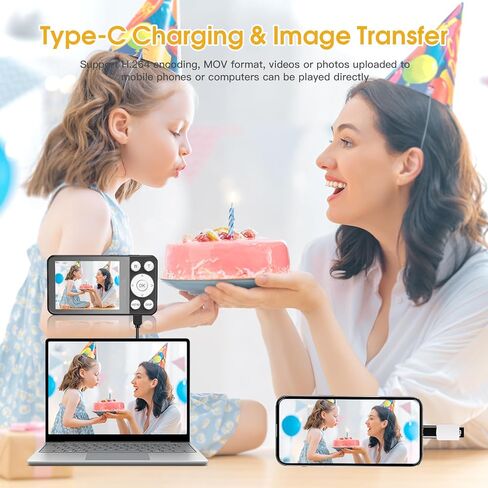 كاميرا رقمية 4K للمراهقين ، كاميرا رقمية 64 ميجا بايت FHD للأطفال مع بطاقة SD 64 جيجابايت ، وكاميرات التكبير الرقمية 18x للتصوير الفوتوغرافي ، و Point ، وتصوير كاميرا الفيديو للأطفال ، والأبيض. in Kuwait