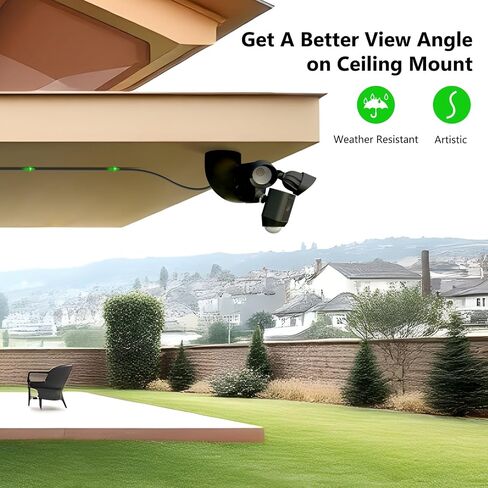 Eave Mount with Power Cable for Ring Floodlight Cam Wired Plus/Pro, Google Nest Cam,Blink,WYZE Floodlight Cam V2 with 20ft Charging Cable with Adapter,No Junction Box-(2in1 Plug in Mount and Cord Set) in Kuwait