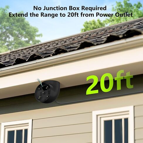 Eave Mount with Power Cable for Ring Floodlight Cam Wired Plus/Pro, Google Nest Cam,Blink,WYZE Floodlight Cam V2 with 20ft Charging Cable with Adapter,No Junction Box-(2in1 Plug in Mount and Cord Set) in Kuwait