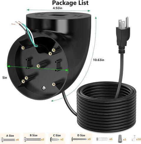 Eave Mount with Power Cable for Ring Floodlight Cam Wired Plus/Pro, Google Nest Cam,Blink,WYZE Floodlight Cam V2 with 20ft Charging Cable with Adapter,No Junction Box-(2in1 Plug in Mount and Cord Set) in Kuwait