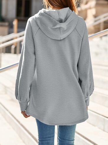 Fisoew Womens Casual Oversized Hoodies Loose Drawstring Long Sleeve Fleece Hooded Pullover Sweatshirts in Saudi Arabia