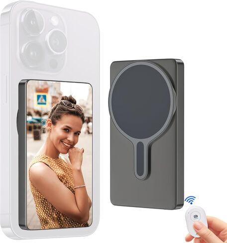 شاشة مراقبة Selfie Selfie Phone ، اتصال لاسلكي مغناطيسي مع التحكم عن بُعد ، التسجيل اللاسلكي 1080 بكسل ، الكاميرا الخلفية لدفق Selfie Vlog ، متوافق مع iPhone/Android (أبيض) in Kuwait