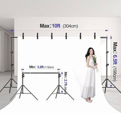 EMART Photography Backdrop Stand, 8 x 8 ft Adjustable Photo Background Holder, Back Drop Banner Support Frame Kit for Photoshoot Video Studio, Birthday Party in Kuwait