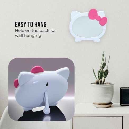 HandyCute® Hello Kitty Makeup Mirror ، هدية لها/نساء ، هدية صديقة ، مرآة الغرور ، مرآة مكتب ، Kitty Cat Shape-Kawaii ، هدية عيد ميلاد لعشاق Hello Kitty in Saudi Arabia