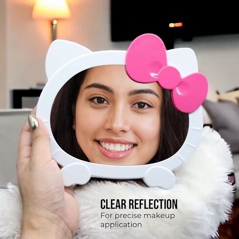 HandyCute® Hello Kitty Makeup Mirror ، هدية لها/نساء ، هدية صديقة ، مرآة الغرور ، مرآة مكتب ، Kitty Cat Shape-Kawaii ، هدية عيد ميلاد لعشاق Hello Kitty in Saudi Arabia