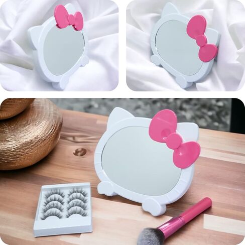 HandyCute® Hello Kitty Makeup Mirror ، هدية لها/نساء ، هدية صديقة ، مرآة الغرور ، مرآة مكتب ، Kitty Cat Shape-Kawaii ، هدية عيد ميلاد لعشاق Hello Kitty in Saudi Arabia
