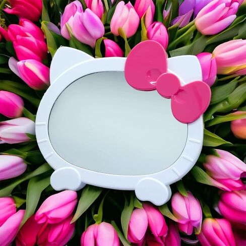 HandyCute® Hello Kitty Makeup Mirror ، هدية لها/نساء ، هدية صديقة ، مرآة الغرور ، مرآة مكتب ، Kitty Cat Shape-Kawaii ، هدية عيد ميلاد لعشاق Hello Kitty in Saudi Arabia