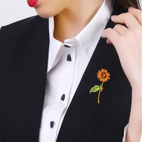 Wcrazye عباد الشمس زهرة الدبوس دبوس للنساء الفتيات الأنيقة المينا الكريستال راينستون الأصفر زهرة النبات دبوس ، سحر أشعة الشمس معطف بروش لأمي عيد الميلاد عيد الحب مجوهرات الهدايا in Saudi Arabia