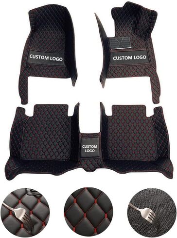 Custom All-Weather Protection Leather Car Floor Mats for Cars Sedan SUV Sports Car Waterproof Floor Mat (3D Black) in Saudi Arabia