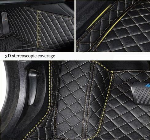 Custom All-Weather Protection Leather Car Floor Mats for Cars Sedan SUV Sports Car Waterproof Floor Mat (3D Black) in Saudi Arabia