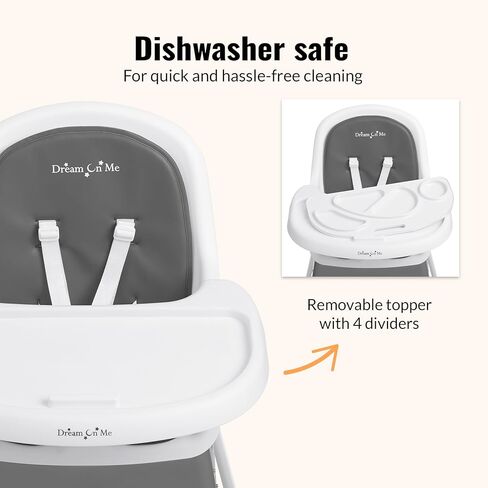 Dream On Me Curio Sit N Seek 3 في 1 كرسي قابل للتحويل من الرمادي الرمادي الصلب وقابل للإزالة وقابل للتعديل ، كرسي مرتفع محمول ، أرجل قابلة للتعديل ، مسند قدم قابل للفصل و 5 نقاط السلامة in Kuwait