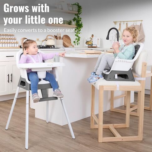 Dream On Me Curio Sit N Seek 3 في 1 كرسي قابل للتحويل من الرمادي الرمادي الصلب وقابل للإزالة وقابل للتعديل ، كرسي مرتفع محمول ، أرجل قابلة للتعديل ، مسند قدم قابل للفصل و 5 نقاط السلامة in Kuwait