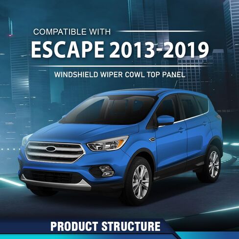 PIT66 الزجاج الأمامي ممسحة COWLAL TOP PANEL أسود متوافق مع Ford Escape 2013-2019 CJ5Z78022A68A ، CJ5Z-78022A68-A in Saudi Arabia