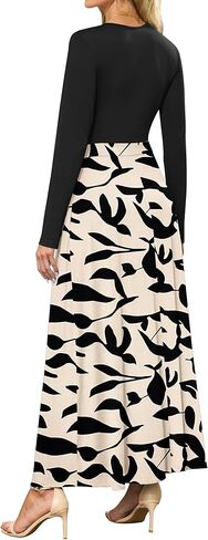 AUSELILY Womens Long Sleeve Maxi Dress 2025 Fall Dress V Neck Wrap Waist Formal Long Dresses with Pockets in Kuwait