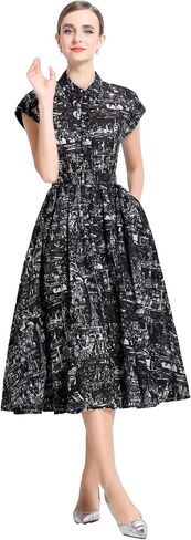 Lai Meng Five Cats Women's Sleeves Rece Shirt الأزرار المطبوعة الأزرار غير الرسمية مع حزام in Kuwait