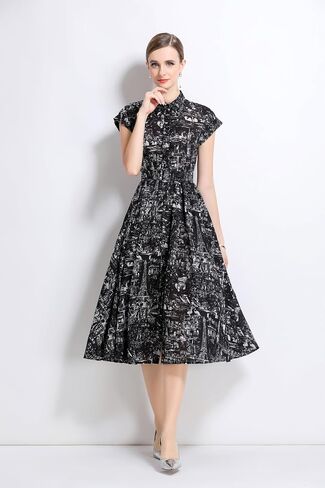 Lai Meng Five Cats Women's Sleeves Rece Shirt الأزرار المطبوعة الأزرار غير الرسمية مع حزام in Kuwait